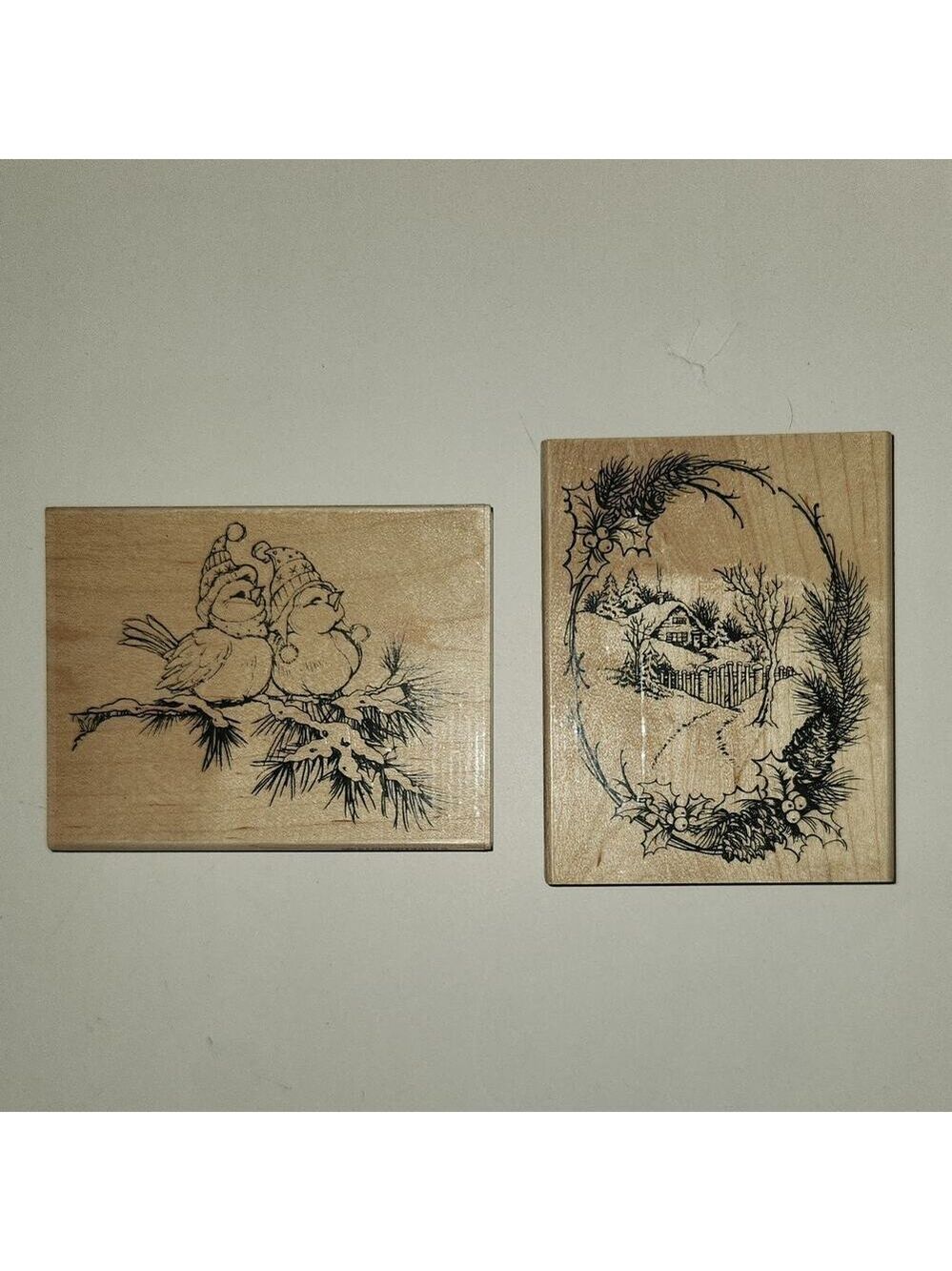 Stampendous Christmas Cottage Winter Birds O Christmas Tree Stamps 4x5 Rubber